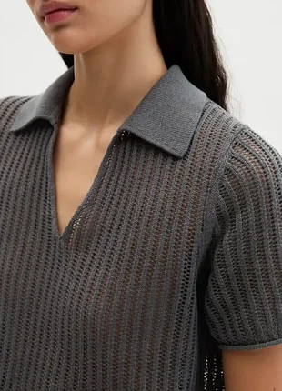 Новe.поло ажурне бренду marc o’polo ajour knitted polo organic cotton/linen blend oxide grey.поточна колекція 2026.