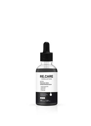 Сыворотка-детокс с углем, кислотами и ниацинамидом detox charcoal &amp; niacinamide serum re.care