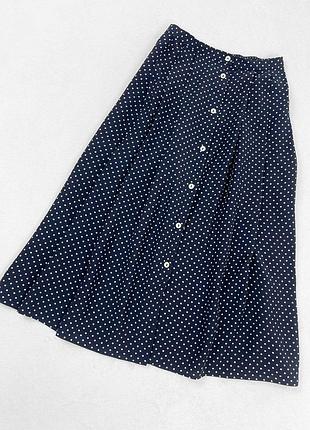 Темно-синя спідниця в горошок marks & spencer 100% віскоза розмір 10 (38) s-m