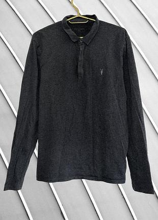 Мужская кофта поло allsaints s m оригинал оллсейнтс графитовый серый джемпер с воротничком хлопка лонгслив стан идеал 44 46