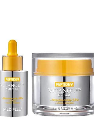 Набір крем та сироватка з пептидами та ніацинамідом medipeel peptide 9 vitanol (medi peel / medi-peel)