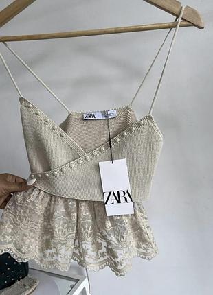 Неймовірний топ з мереживом zara new