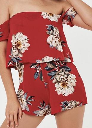 Яскравій літній ромпер комбінезон з квітами missguided (розмір s / m / 38)