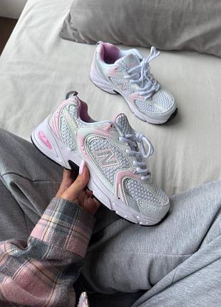 New balance 530 white pink silver/нью беленс 530 белые с розовым и серебристым 38 39 40