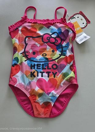 Яскравий суцільний купальник hello kitty sanrio дівчинці 98-104 см 3-4 г