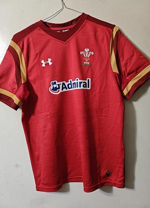 Красная спортивная футболка under armour wales rugby (s) оригинал регбойка