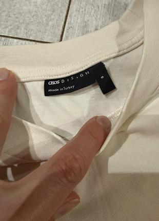 Бавовняна футболка asos design з кремового кольору має оверсайз-крій та великий принт «la dolce vita» з вином на спині розмір с м 7