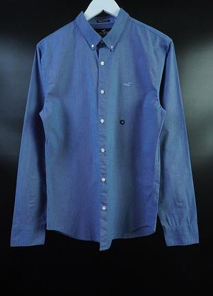 Чоловіча сорочка hollister epic flex stretch muscle fit long sleeve shirt blue m