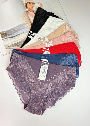 Бавовняні жіночі трусики сліп з мереживом l (46), xl(48) xl
