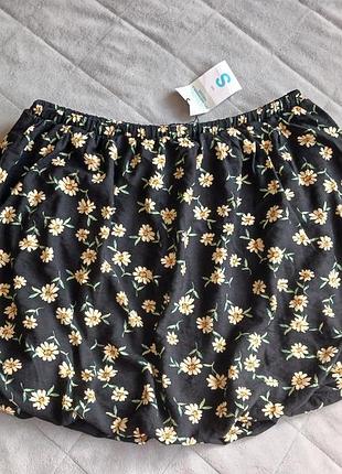 Короткая юбка-баллон в цветочный принт от бренда primark, размер s