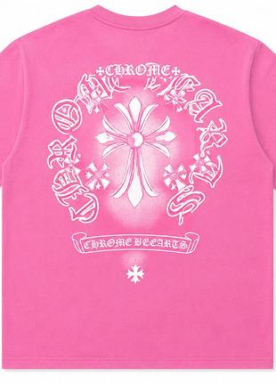 Футболки chrome hearts logo pink унисекс розовые хром хартс новинка на лето