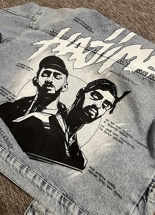 Джинсівка, жіноча джинсова куртка з ручним розписом hajime / miyagi&andy