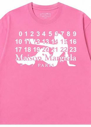 Футболки maison margela paris logo унисекс розовые мейсон марджела новинка на лето