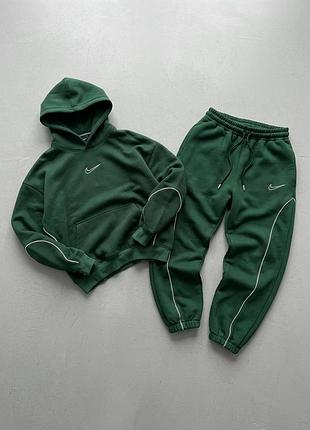 Спортивный костюм женский / мужской зеленый с капюшоном осенний весенний летний