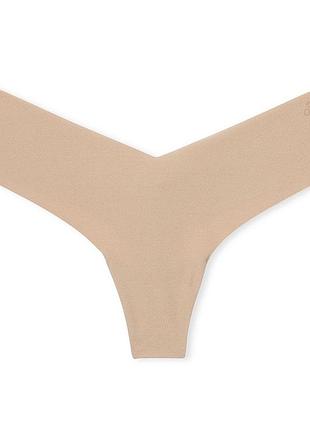 Трусики pink victoria’s secret no-show thong panty praline m бежевые