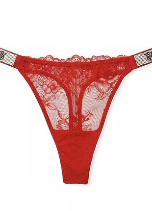 Трусики со стразами victoria’s secret very sexy bombshell shine strap thong l красные