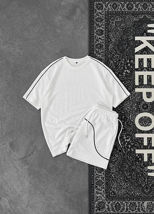 Спортивный костюм женский / мужской белый с шортами осенний весенний летний