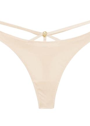 Трусики victoria's secret very sexy so obsessed strappy thong panty s бежеві