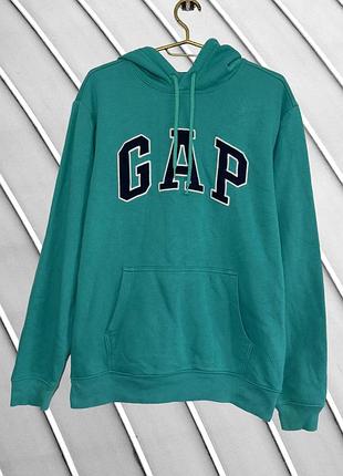 Мужское худи gap s m l оригинал геп бирюзовая кофта с капюшоном кенгуру бирюзовое худи с большим логотипом стан идеал 46 48 50