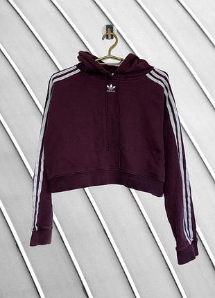 Женское кроп-худи adidas m l оригинал адидас укороченная кофта винного цвета с лампасами трилистник стан идеал 44 46