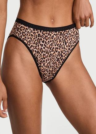 Женские хлопковые трусы слипы с высокой посадкой victoria's secret high-leg леопардовые m