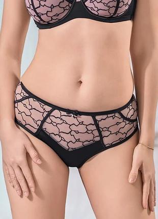 Трусы женские lanny mode 51706 микрофибра с кружевом черные с бежевым черный, l