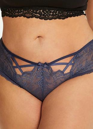 Трусики hunkemoller lacey brasilian r xl синий/nightshadow blue xl