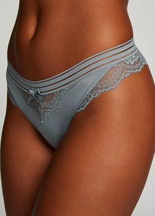 Трусики hunkemoller sully hl brasilian 2xl серо-голубой/lead