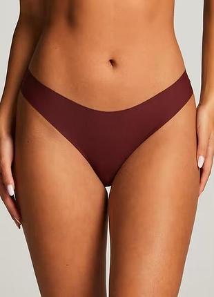 Трусики hunkemoller invisible brasilian fishnet xl бордовый/windsor wine xl