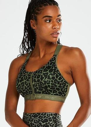 Спортивный бюстгальтер-топ hunkemoller the pro l3 leopar 85f зеленый 85f