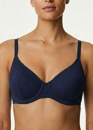 Бюстгальтер с косточками хлопок marks&spencer 70a синий