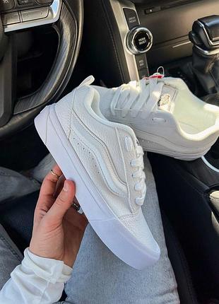 Кеды vans knu skool white leather premium белые