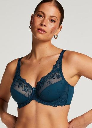 Бюстгальтер hunkemoller diva uf 75e сине-зеленый/reflecting pond 75e