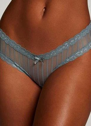 Трусики hunkemoller v-shape brasilian stripe 2xl серо-голубой/lead