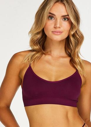 Бюстгальтер-топ hunkemoller rose seamless lace back xs сливовий/pickled beet