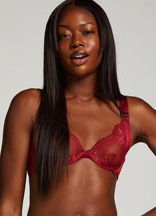 Бюстгальтер hunkemoller hana up 70c бордовый/tibetan red