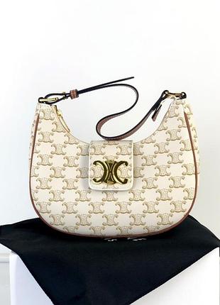 Celine medium ava triomphe bag in triomphe canvas and calf біла