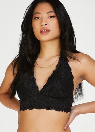 Бюстгальтер-бралет hunkemoller rosalyn halter bralette 90b/c чорний/caviar