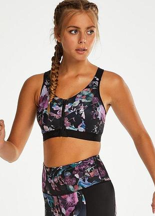 Спортивний бюстгальтер-топ hunkemoller the pro l3 wild bloom 80e чорний
