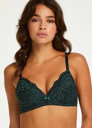 Бюстгальтер hunkemoller rose non wired low d 80d зеленый/green gables