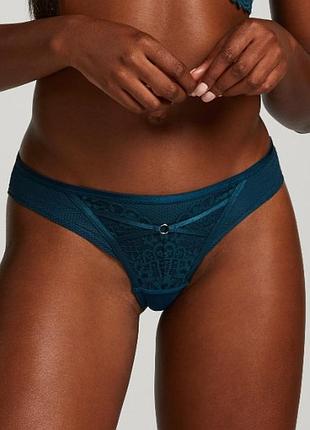 Трусики hunkemoller riri brasilian xl сине-зеленый/reflecting pond