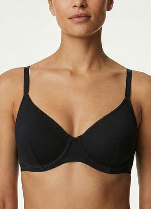 Бюстгальтер з кісточками бавовна marks&spencer 70a чорний