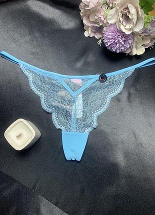 Трусики hunkemoller isabelle string tr xl блакитний/blue grotto