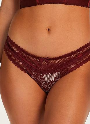 Трусики hunkemoller malika brasilian 3xl бордовий/rhododendron