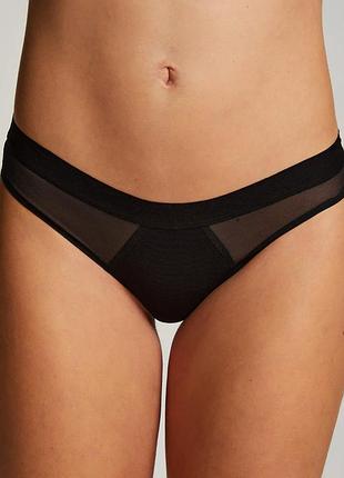 Трусики hunkemoller invisible brasilian mesh xl черный/caviar