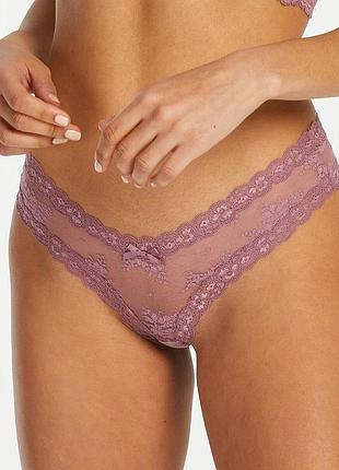 Трусики hunkemoller v-shape floral bras 2xl сиреневый/dusky orchidgrape nectar