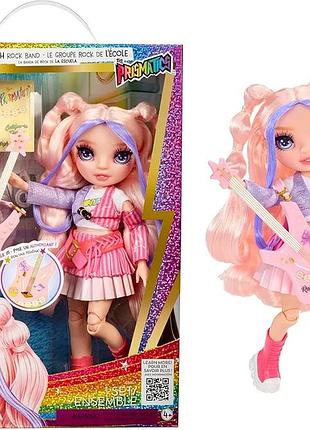 Лялька rainbow high jr high rock band - bella, pink 9” fashion doll with guitar, белла пінк рожева 565659-euc