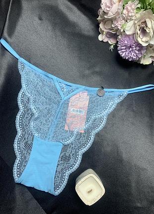 Трусики hunkemoller isabelle tanga brasilian xl голубой/blue grotto
