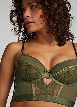 Бюстгальтер hunkemoller malika pd ll 85e хаки/four leaf clover