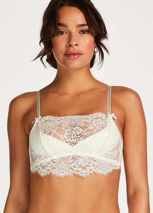 Бюстгальтер-бралетт hunkemoller chlo bralette 70b/c молочный/snow white